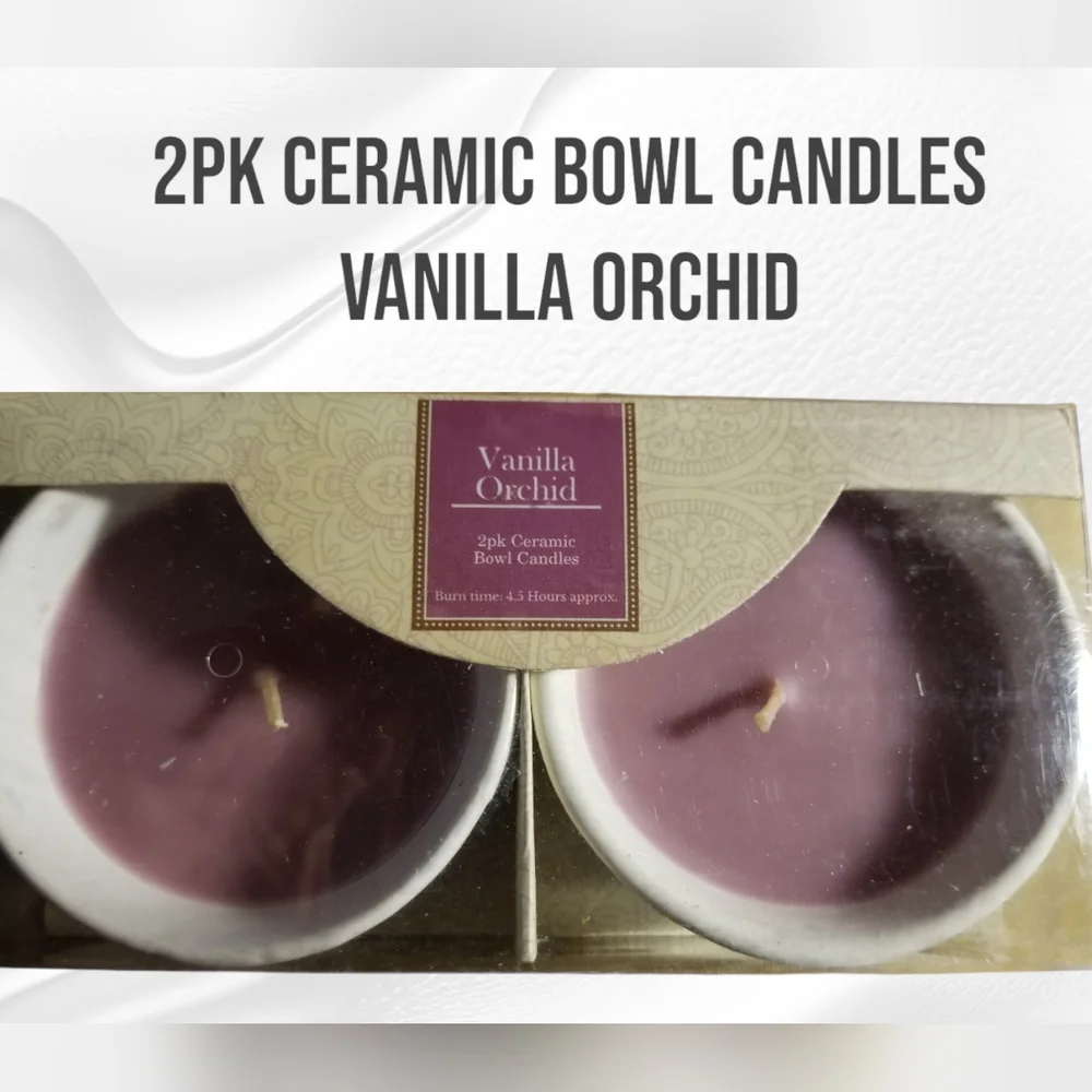 2pk Ceramic Bowl: Vanilla Orchid Candles